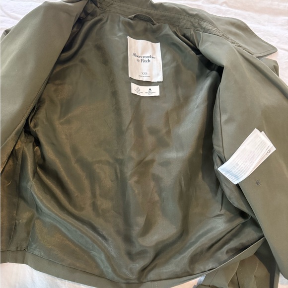 Abercrombie Cropped Double-Breasted Trench Coat - Olive EUC 0015 - Picture 4 of 12